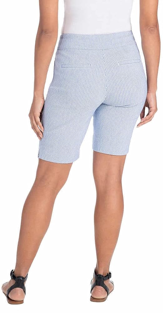 Hilary Radley Womens Bermuda Pull-On Short (Blue Combo, X