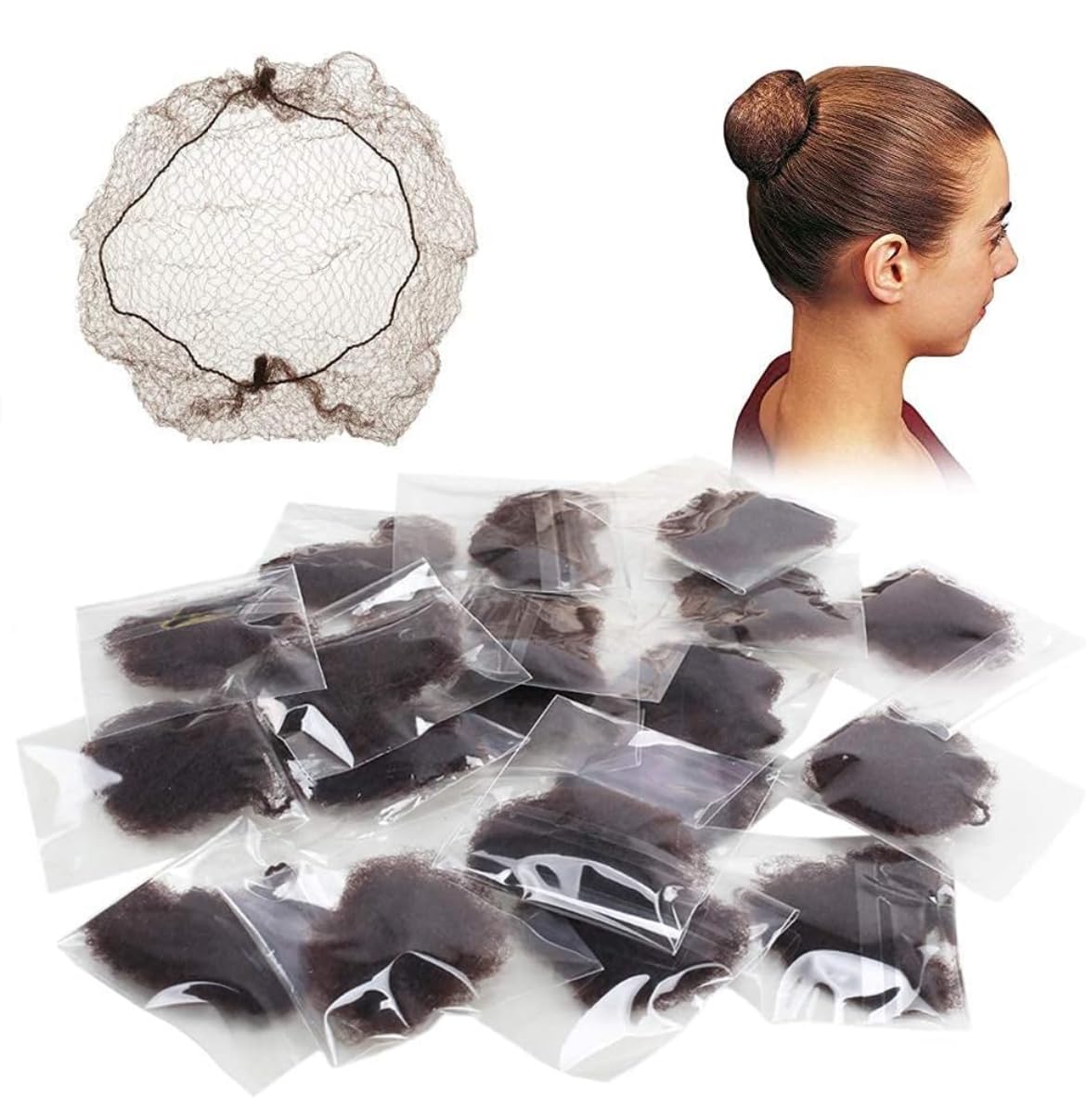 Thread And Work Elastic Edge Mesh Hair Nets for Women's Hair Bun Holder 12 Pieces Large Size-image-33