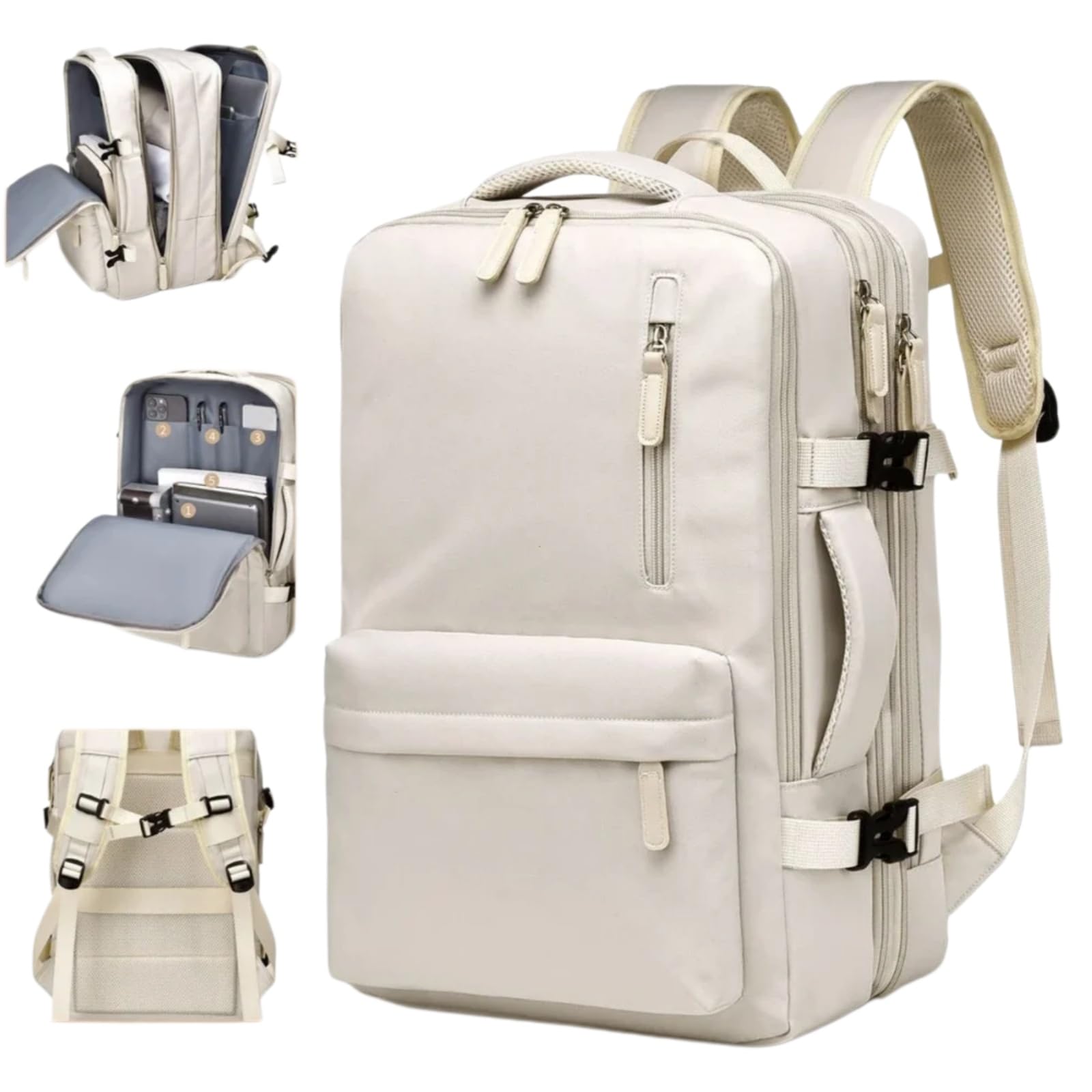 Zaino 40x30x20 della Cabina Dell'aereo, Borsa di Viaggio del Portatile Grande capacità con Compartimenti Stoccaggio Multipli-Grey