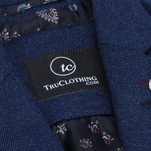 Womens Tweed Herringbone Blazer Jacket Waistcoat Navy Blue 1920S Vintage - Navy Blazer 16 #TOP5