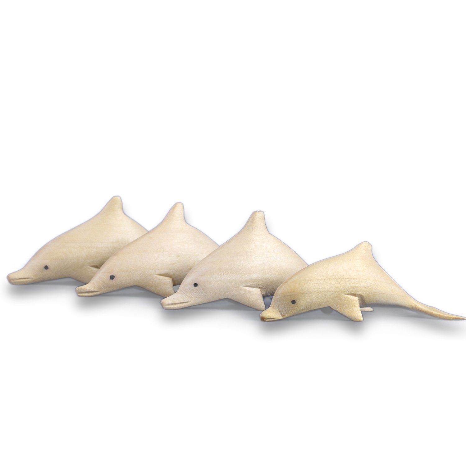 ART-CRAFT Miniatur 4cm Holzdelfin handgeschnitzt 4 Stück 3cm