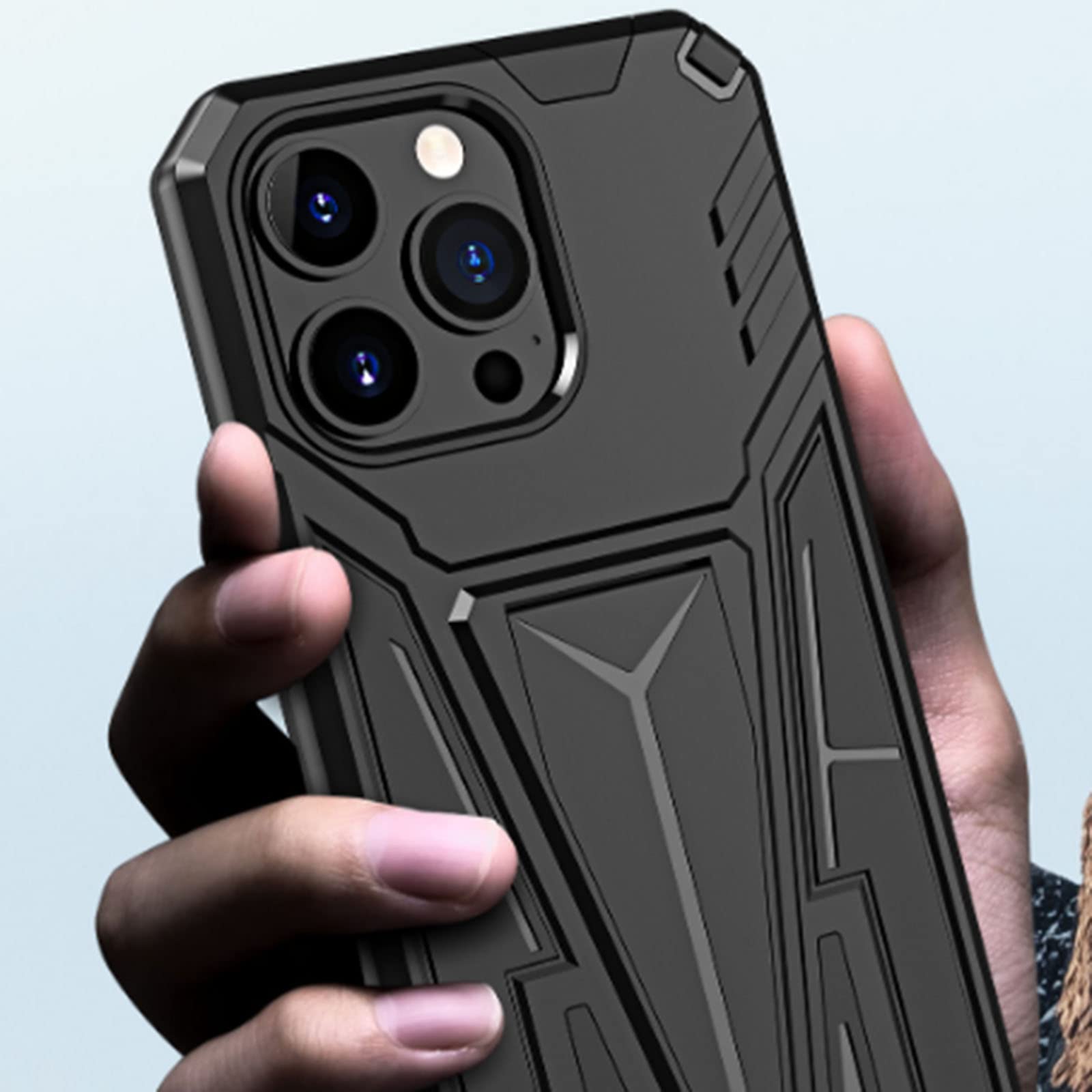 Etui do iPhone 13 Pro Max/13 Pro/13/13 mini, odporne na wstrząsy twardy tylny zderzak silikonowy pokrowiec ochronny z podpórką, kompatybilny z magnetycznym uchwytem samochodowym, czerwony, 13 Pro 6,1"
