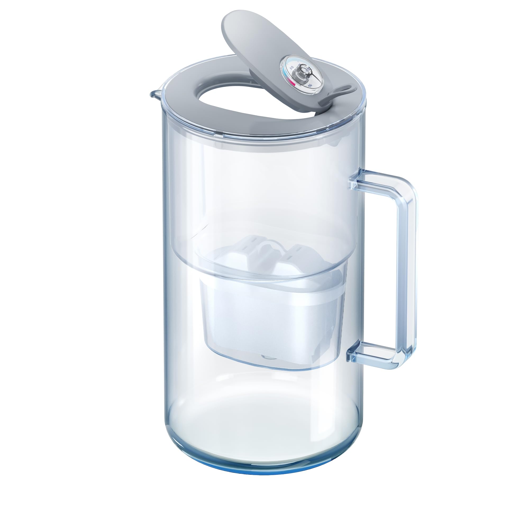 AQUAPHOR Jarra con filtro de agua de cristal gris de 2,5 l con 1 cartucho Maxfor+