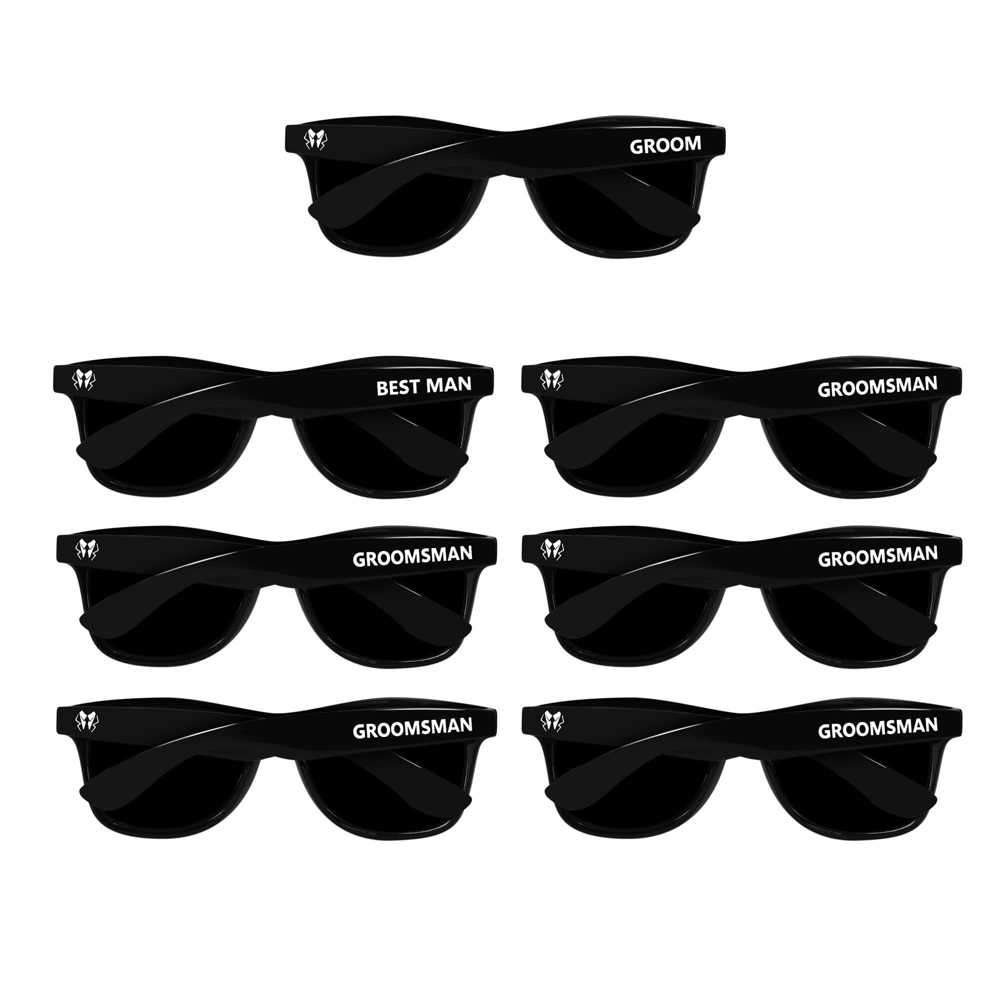 Lady&Home Men's Black Lady & Home Best Man Proposal Sunglasses 7Pcs Grooms Gifts - Groom & Groomsman Sunglasses For Stag Party & Wedding (Black)