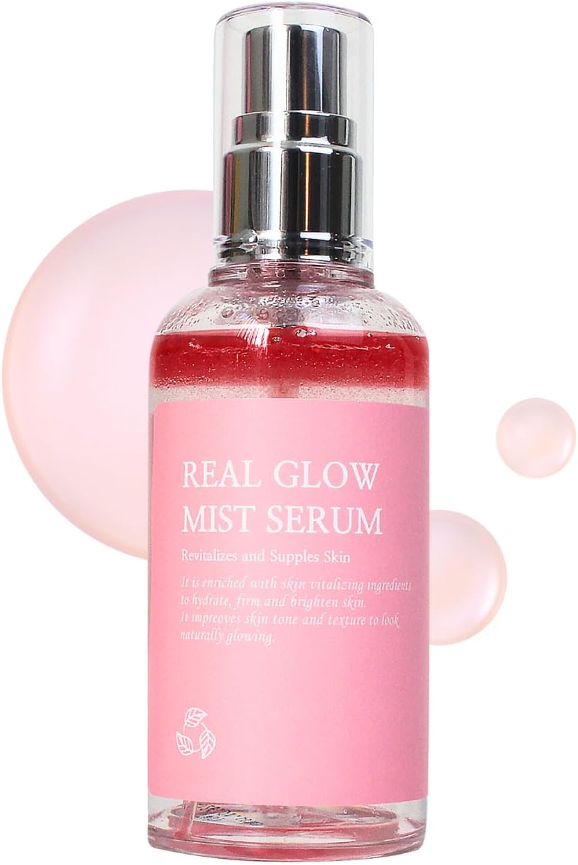 Reboncel Real Glow Mist Serum, Natural Aroma Oil, Niacinamide,Witch Hazel | Slow-Aging Facial Spray for All Skin Types | No Artificial Color, Scent (2.7 Fl Oz, 80mL)