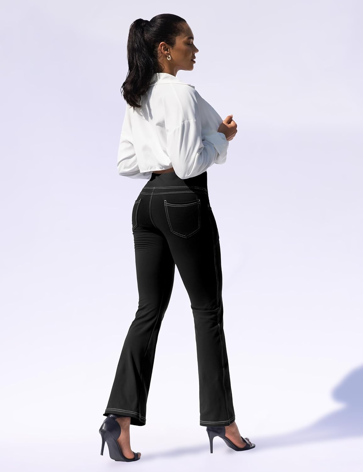 Women's Bootcut Yoga Pants, Leggings Flare with 4 Pockets High Waisted Causal Dress Pants Petite/Tall/Regular - Image 3