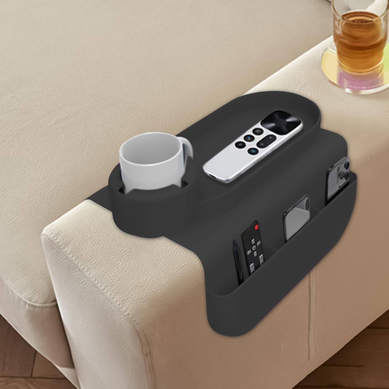 Bandeja plegable para reposabrazos de sofá, antideslizante, portátil, flexible, accesorio esencial para el hogar para leer aperitivos y uso diario