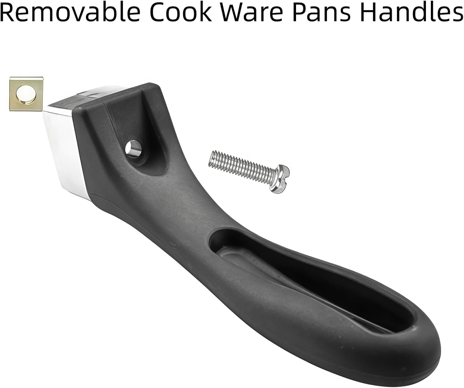 2Pcs Bakelite Pot Handle - Scald-Proof Long Replacement Grip, Removable Cook Ware Pans Handles,with Screw(Black)
