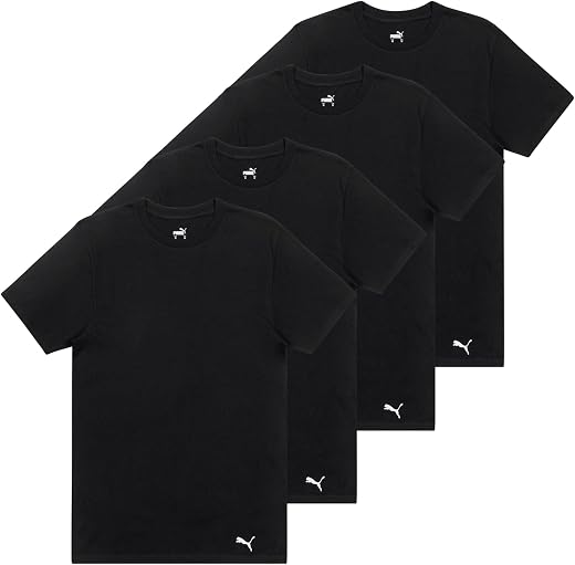 Puma Men's 4 Pack Cotton Crewneck Short Sleeve T-Shirt