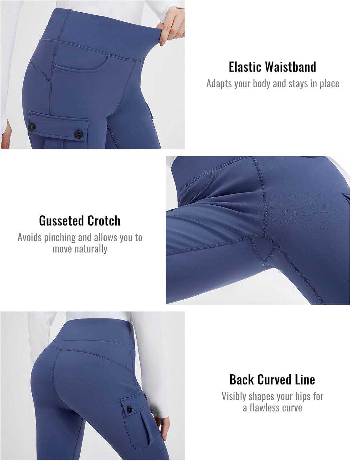 baleaf Women's Thick Fleece Lined Pants Flare Leg Winter Snow Water Resistant Cargo Pockets High Waisted Warm - Image 7