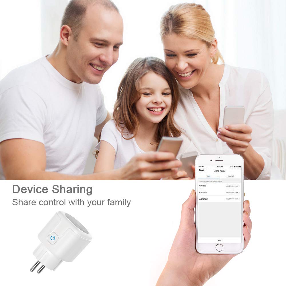 WiFi Smart Plug Outlet Compatible with Alexa Google Assistant App and Voice Control No Required Hub EU 10A — view 7