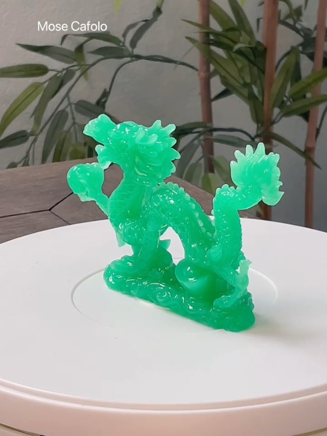 Estatua decoración dragón chino feng shui verde jade miniatura 4