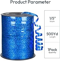 Vista 2 de KMER LIFE Cinta rizadora azul brillante de alta calidad, 1/5 pulgadas de ancho x 500 yardas, cintas rizadoras navideñas para envolver regalos