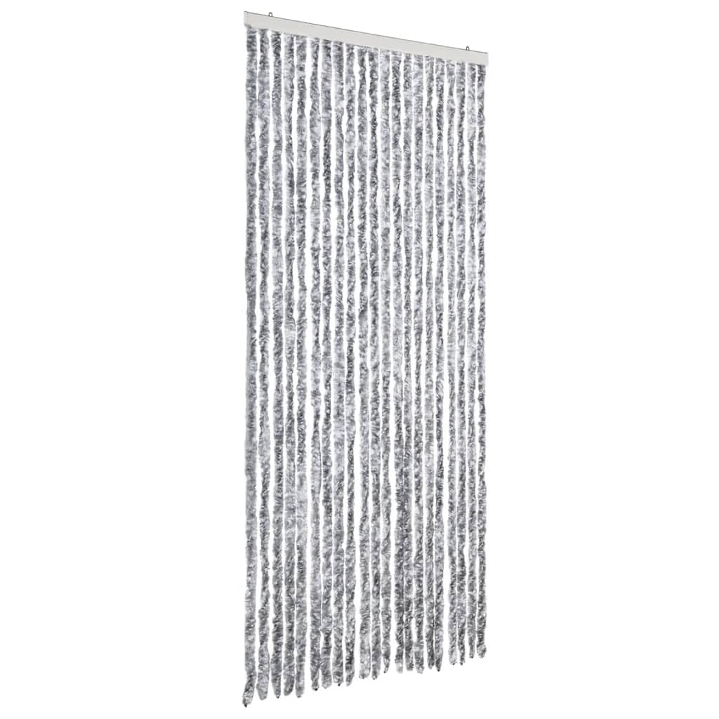 Zasłona przeciw komarom szenilowa 90 x 200 cm biała i szara