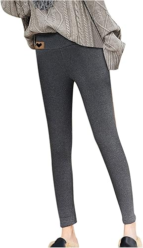 oelaio Fleece Lined Leggings for Women Tummy Control High Waist Winter Warm Track Pants Butt Lift Thermal Pants Thick Gray