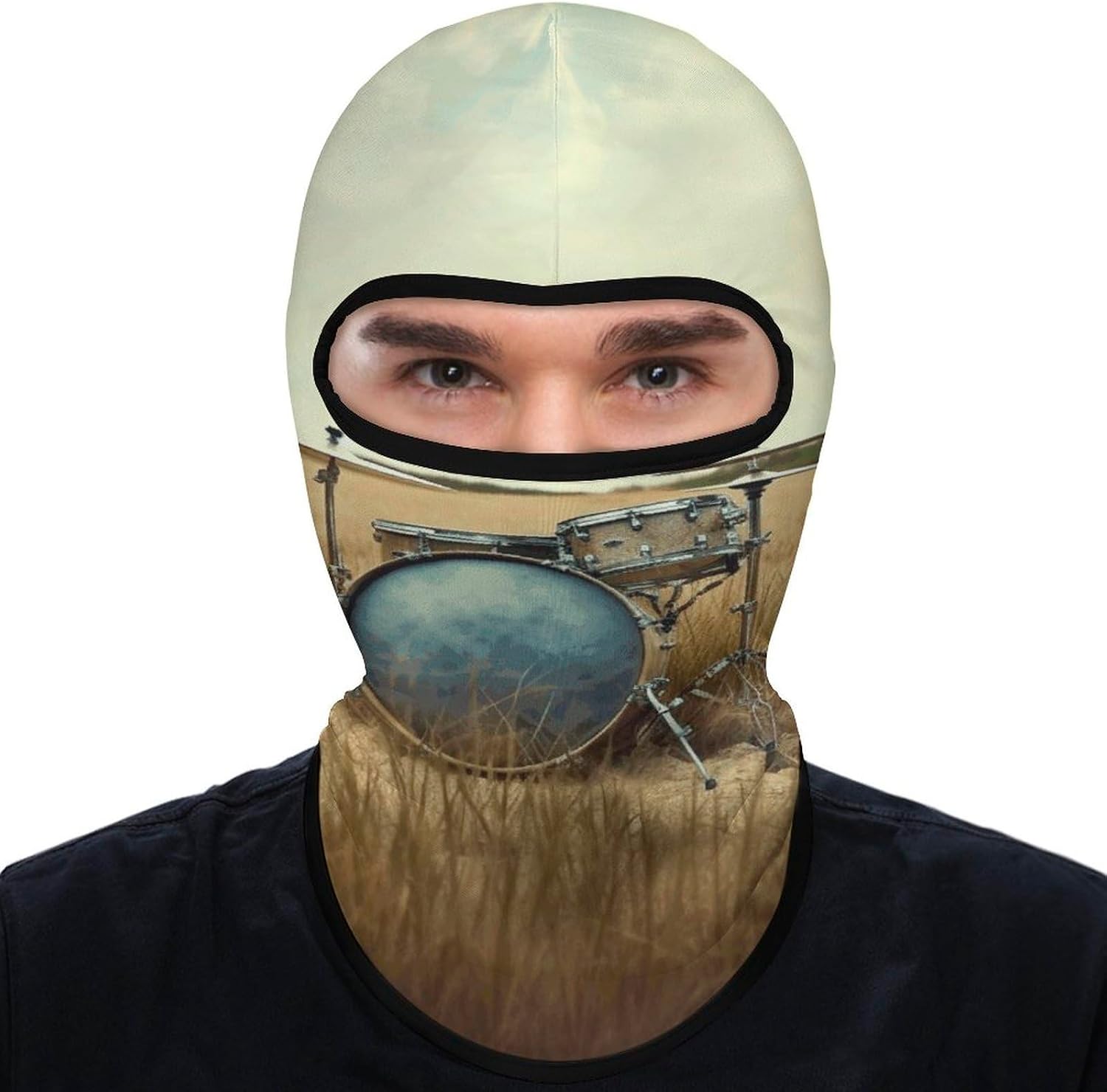 Music Drum in Field Balaclava Ski Mask Sun UV Protection Breathable Full Face Cover Windproof Face Mask Cozy Soft Neck Gaiter Full Head Masks Motorcycle Balaclava Helmet Liner