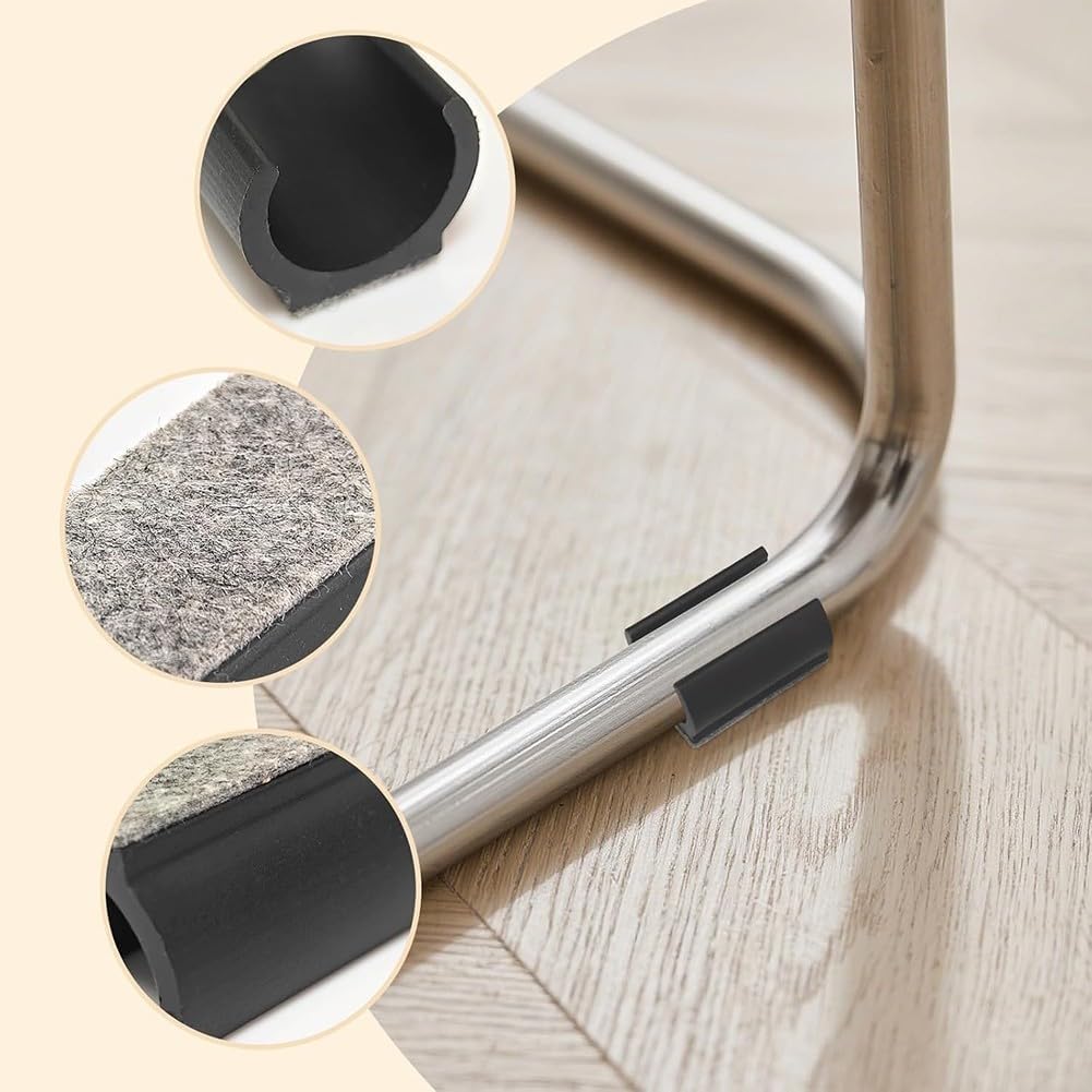 20 Felt U Shaped Chair Leg Covers Suitable for Use on Chairs and Stools to Protect Floors and Reduce Noise (Black)