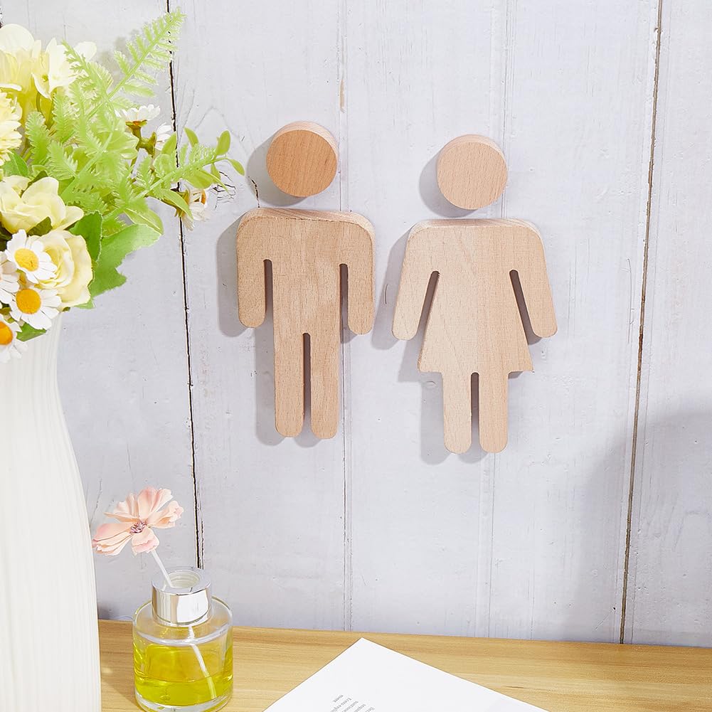 GORGECRAFT Panneaux de Toilettes en Bois pour Hommes et Femmes Panneaux de Porte de Salle de Bain Identification des Toilettes Étiquette de Symbole en Bois pour Bureaux Entreprises Restaurants Porte