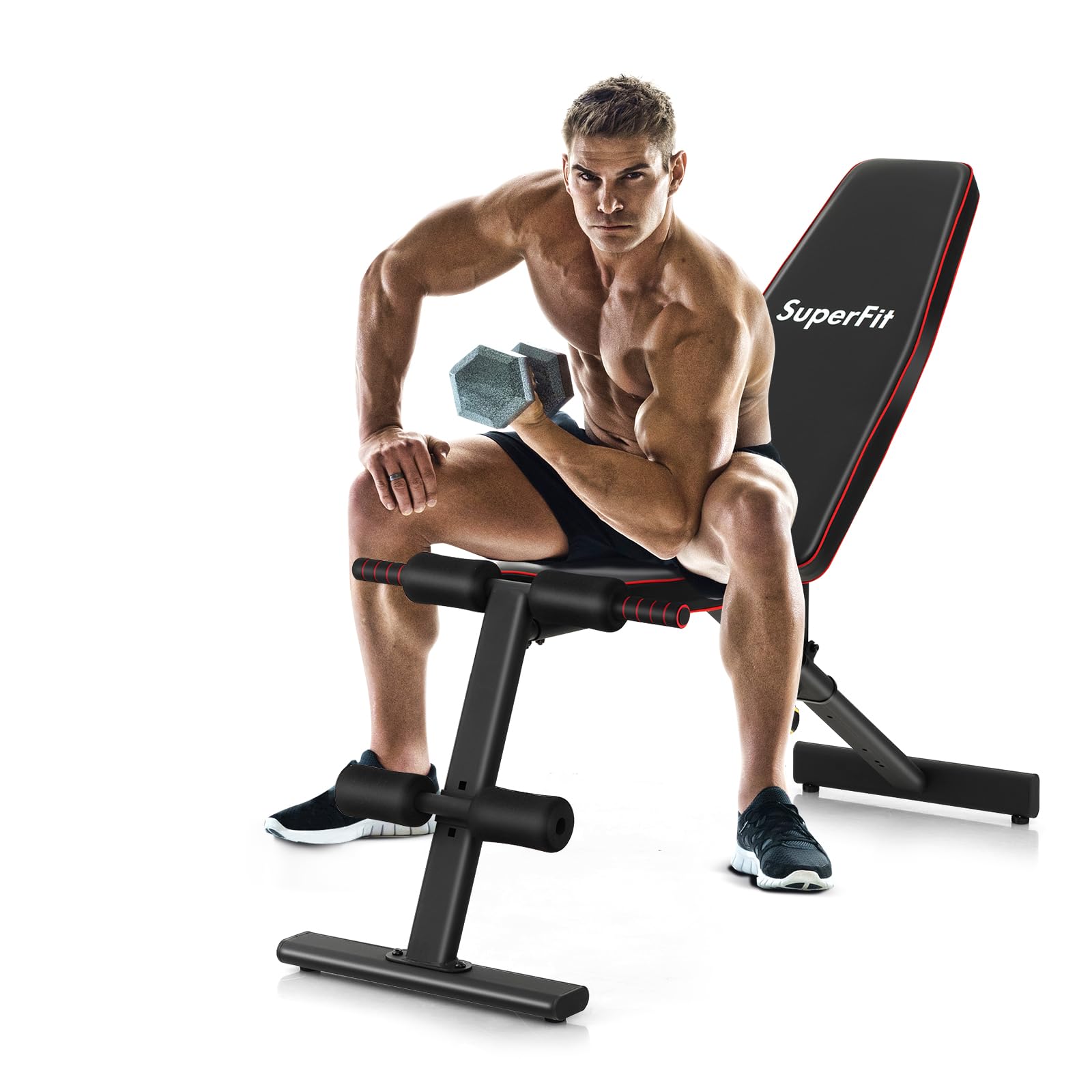 Goplus Adjustable Weight Bench, Heavy Duty Exercise Bench Press for Full Body Strength Training, Sit-up & Weight Lifting, Multipurpose Decline Flat