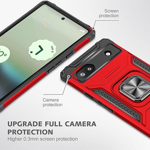 Miniatura 4 de Funda para Pixel 6a con protector de pantalla HD, soporte giratorio de grado militar de 360 (resistente) a prueba de golpes para Google Pixel 6a