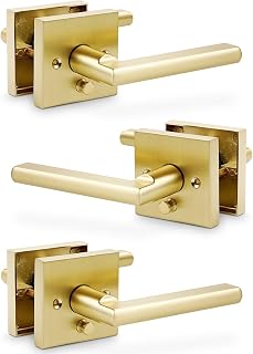 Linkaa Privacy Gold Door Lever Handles Interior for Bedroom Bathroom Indoor