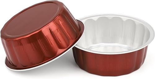 Miniatura 3 de Beasea Ramequines desechables para hornear, paquete de 100 tazas de papel de aluminio de 8 onzas con tapas, creme brulee muffins, magdalenas, tazas