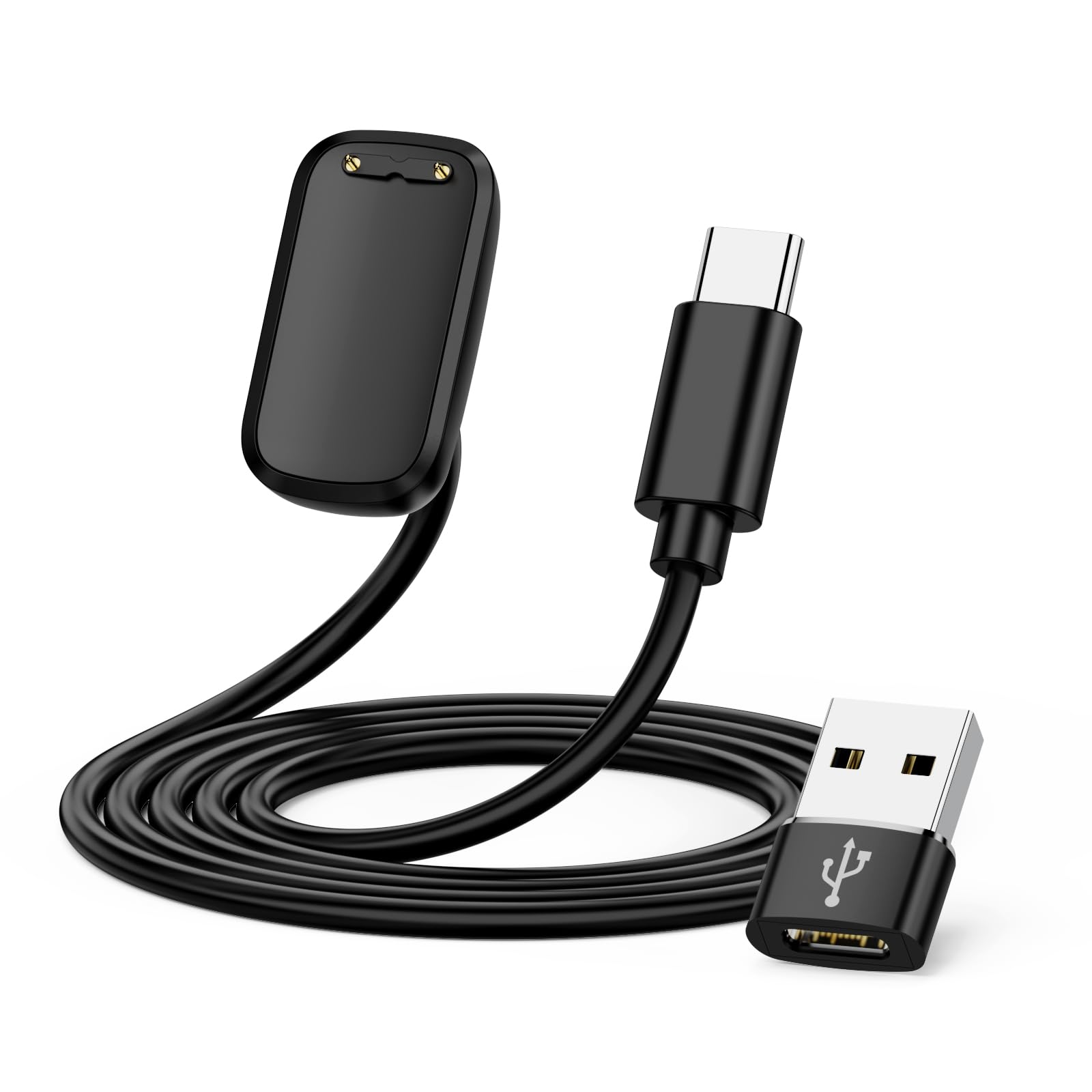 Câble de Charge USB C Compatible avec Fitbit Charge 6/Charge 5/Luxe, 1 PCS | 1Mètre Câble de Chargement Magnétique pour Fitbit Charge 6 Charge 5 Smartwatch avec Adaptateur Type C vers USB A