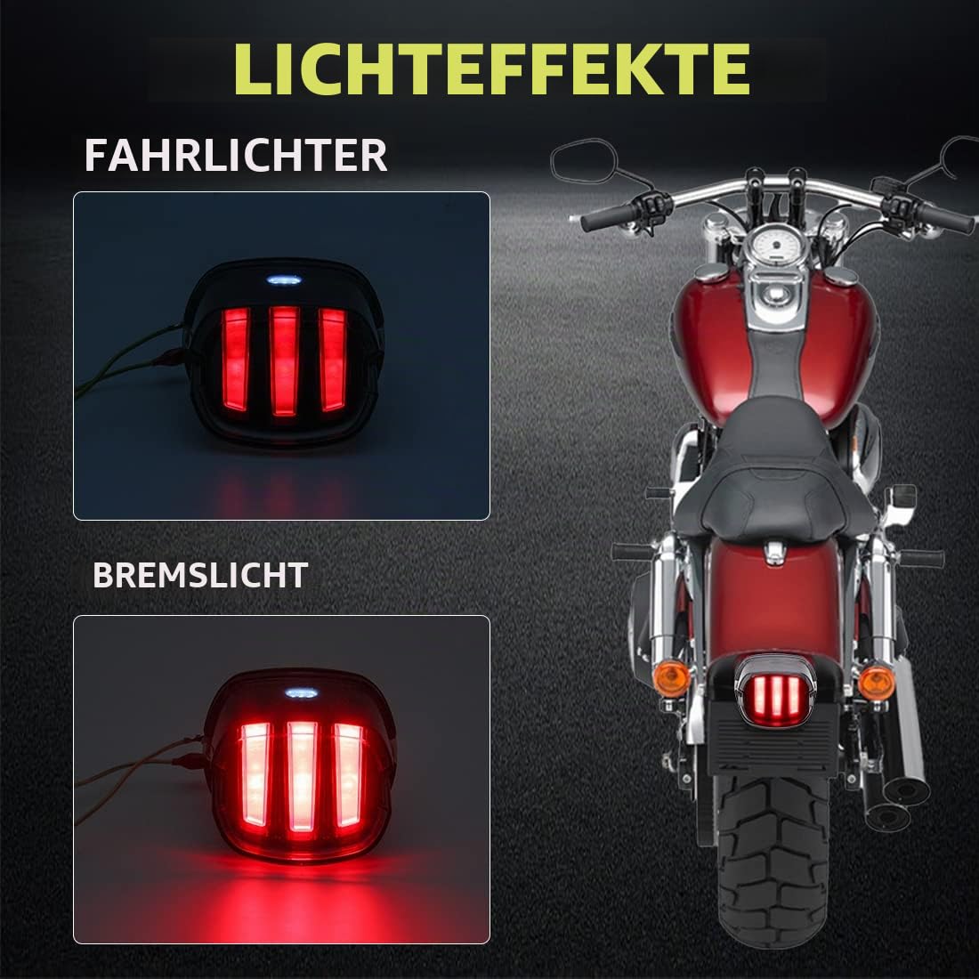 Motorrad LED Rücklicht Eagle Claw Bremslichter integriert für Sportster Fatboy Heritage Softail XL FLHR FLHRCI FXD