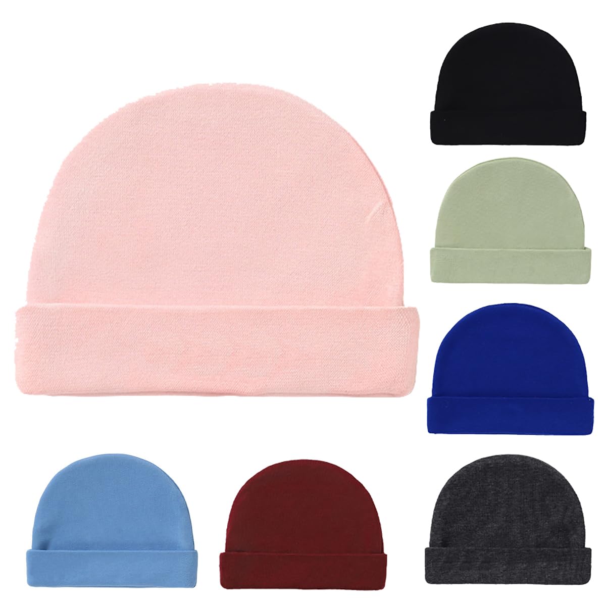 Van Der Linn Unisex Infant Pink Baby Beanie New Born Baby Soft Hat 100% Cotton (Pink)