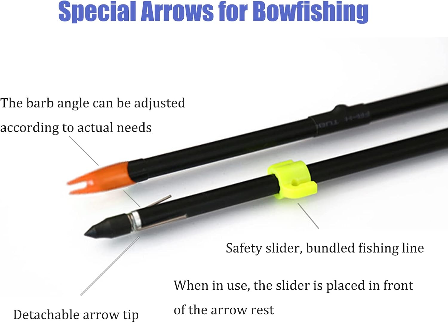 Archery Bowfishing Reel Kit - Bowfishing Arrows with Safety Slides for Compound & Recurve Bows