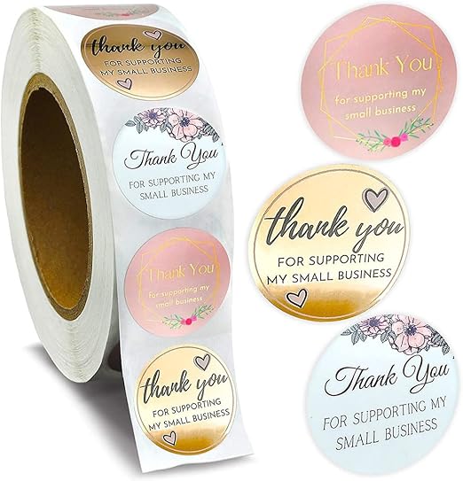 500PCS Thank You Stickers, 1.5 Inch Thank You for Supporting My Small Business Stickers for Greeting Cards Flower Bouquets Self-Adhesive Labels Small Business Packaging Supplies Wraps (Floral)