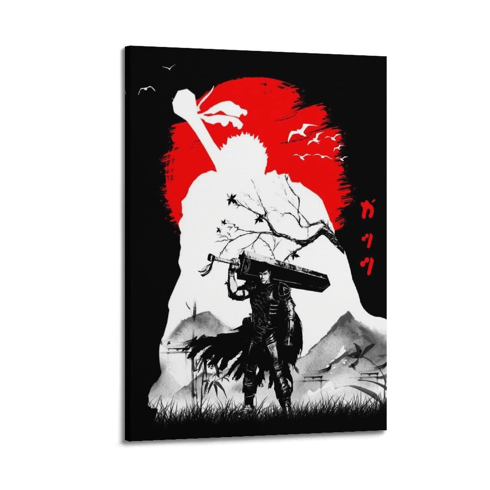 SUDANGDIANZI Anime Berserk Poster Guts Canvas Poster And Wall Art Modern Family Bedroom Gym Office Decor Gift 24x36inch(60x90cm) Frame-style