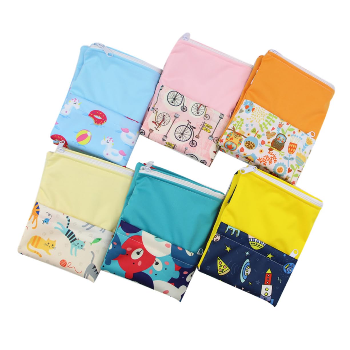 TOYANDONA 3stücke Farbenfrohe Wickeltasche Mit Reißverschluss Wasserdichter Stoffbeutel Mit Zwei Fächern Und Praktischem Tragriemen Für Wickelbedarf Kosmetik Und Mehr