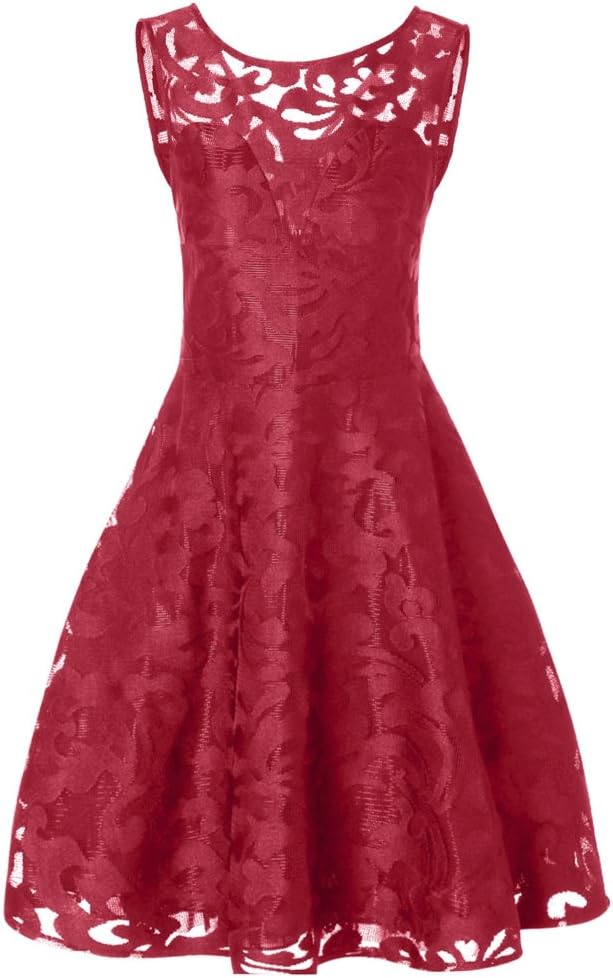 RoseGal Plus Size Lace Overlay Cocktail A Line Vintage Swing Dress for Women