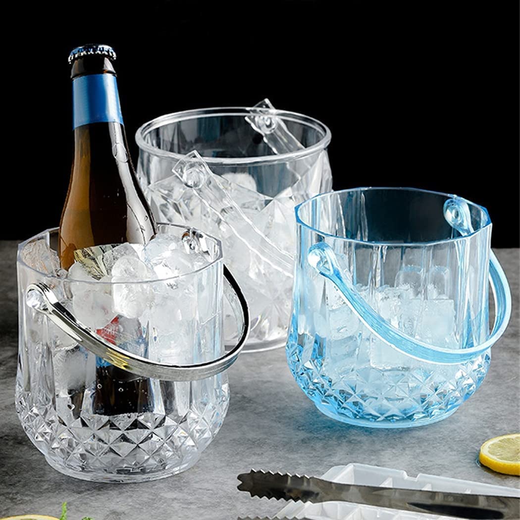 Cubo Hielo Cubo de Hielo champán Vino Cerveza Bebidas Cubo acrílico Transparente bañera portátil Bebida con Mango for la Herramienta Bar Suministro (Color: a) Accesorios Barra(C)