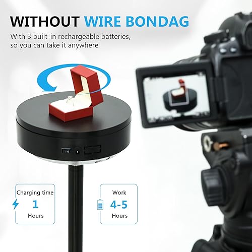 Miniatura 2 de BAOSHISHAN Soporte giratorio de 7 pulgadas/44 libras para fotografía con control remoto, tocadiscos motorizados para modelos de vasos de fotografía