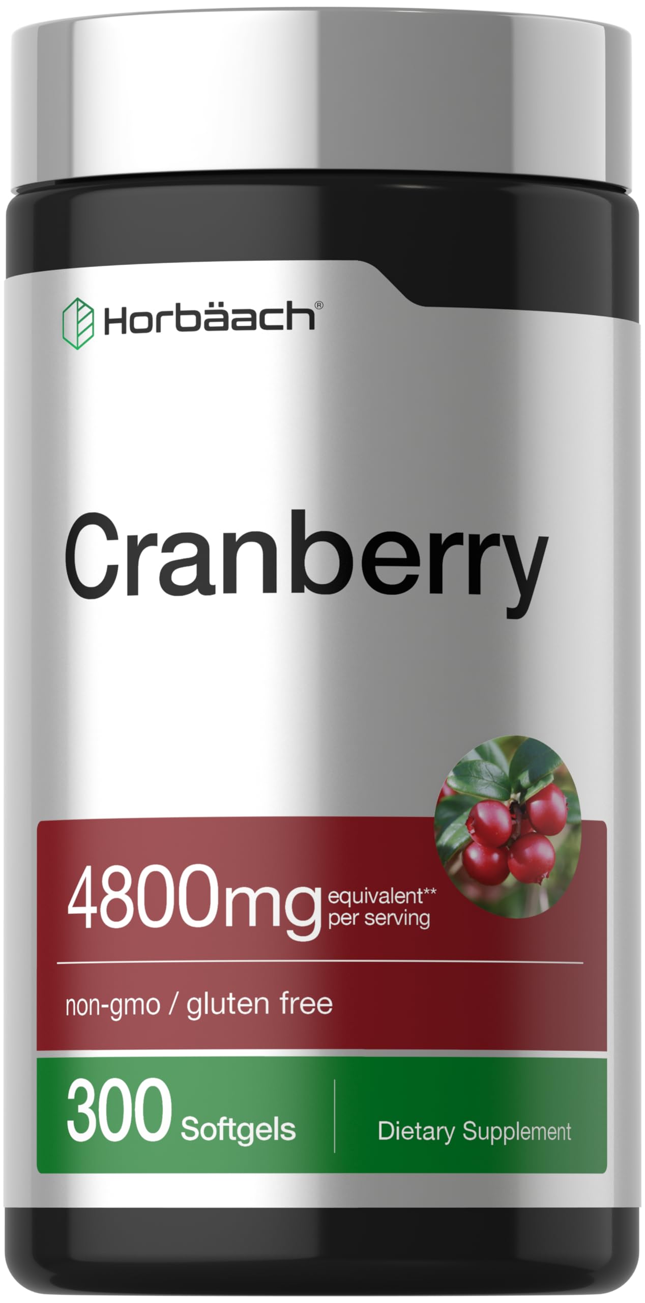 Horbäach Cranberry Pills | 300 Softgels | Non-GMO, Gluten Free Supplement