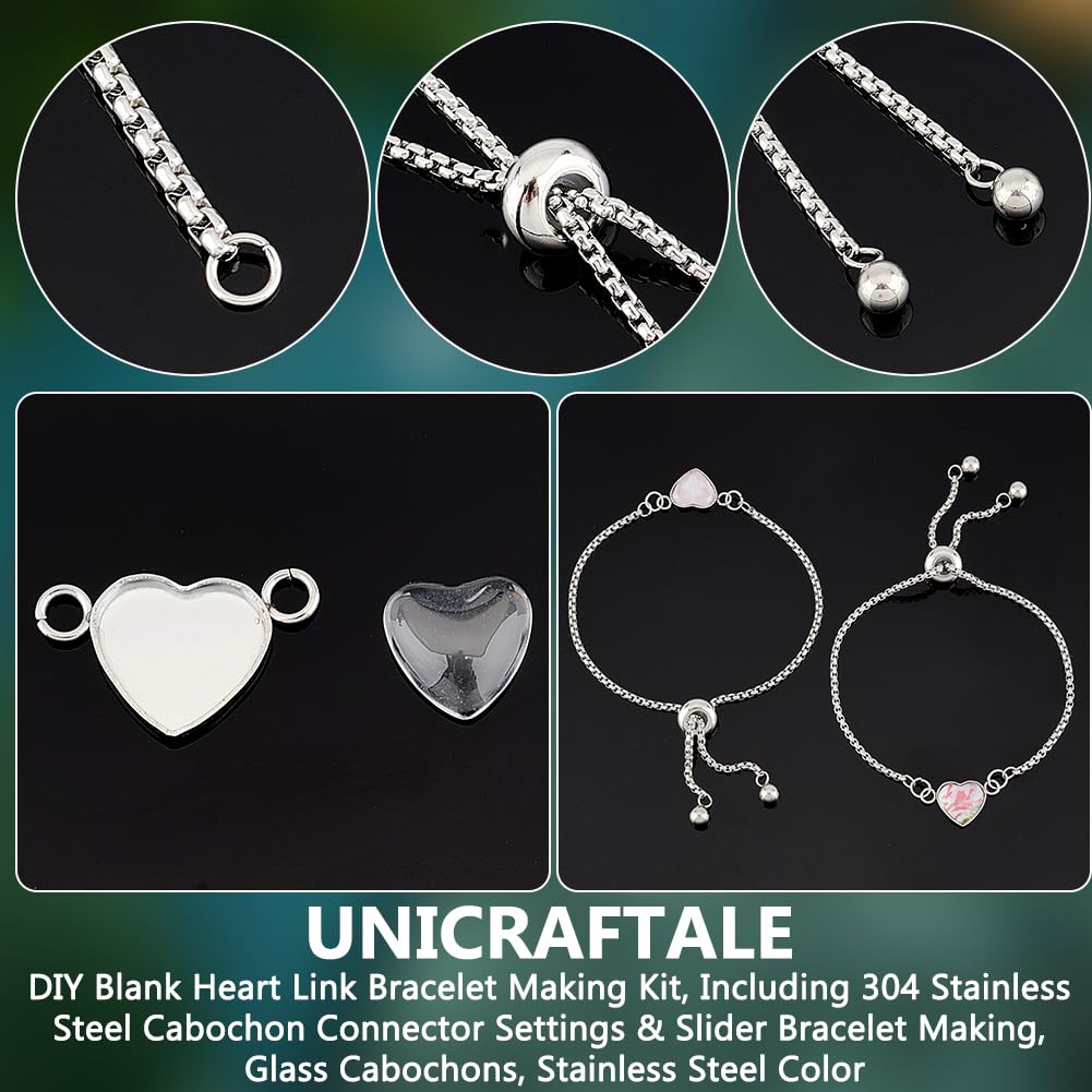 UNICRAFTALE Kit 8 Braccialetti Fai Da Te In Acciaio Inossidabile Con Castoni Piatti Rotondi - Crea Gioielli Personalizzati Con Cabochon O Foto