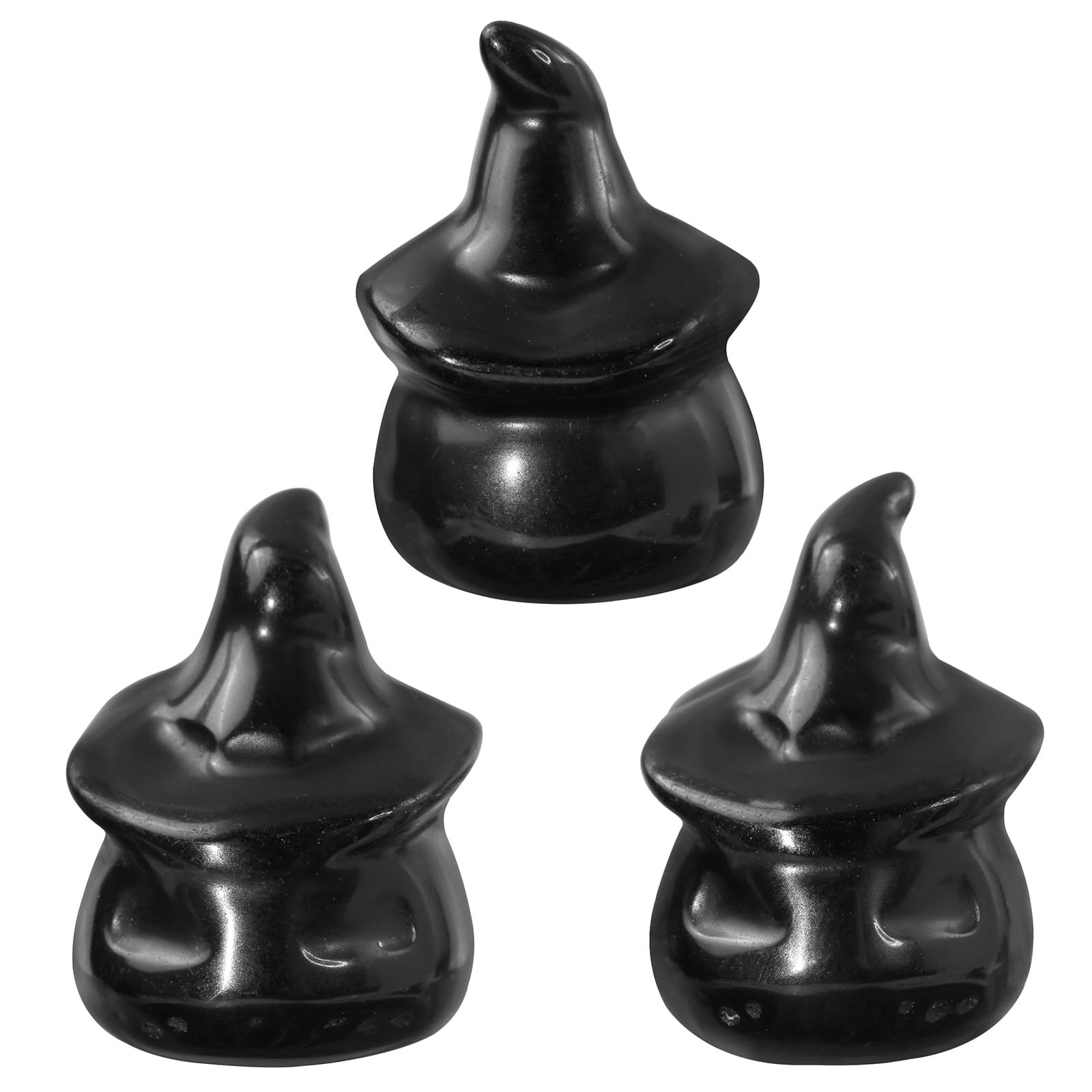Nupuyai 2pcs Obsidian Mini Crystal Stone Halloween Skull Pumpkin Statue Set - Image 3