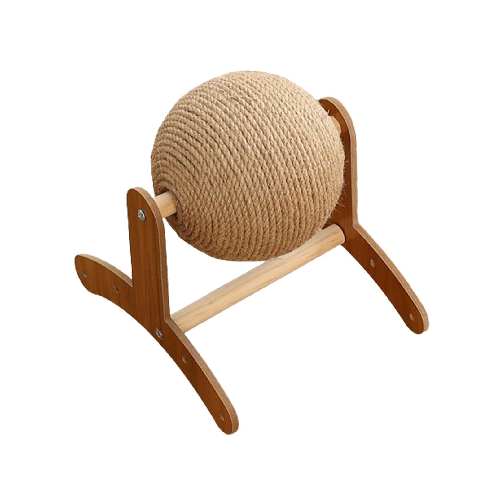 Rascador de sisal para gatos hiperactivos con base de madera que no vuelca