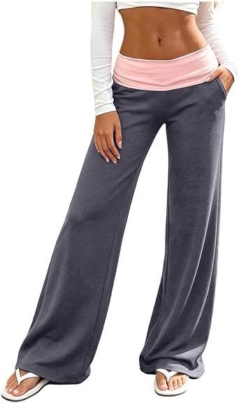 Mzkdieey Wide Leg Palazzo Beach Pleated Fitness Pants Loose Leisure Trouser