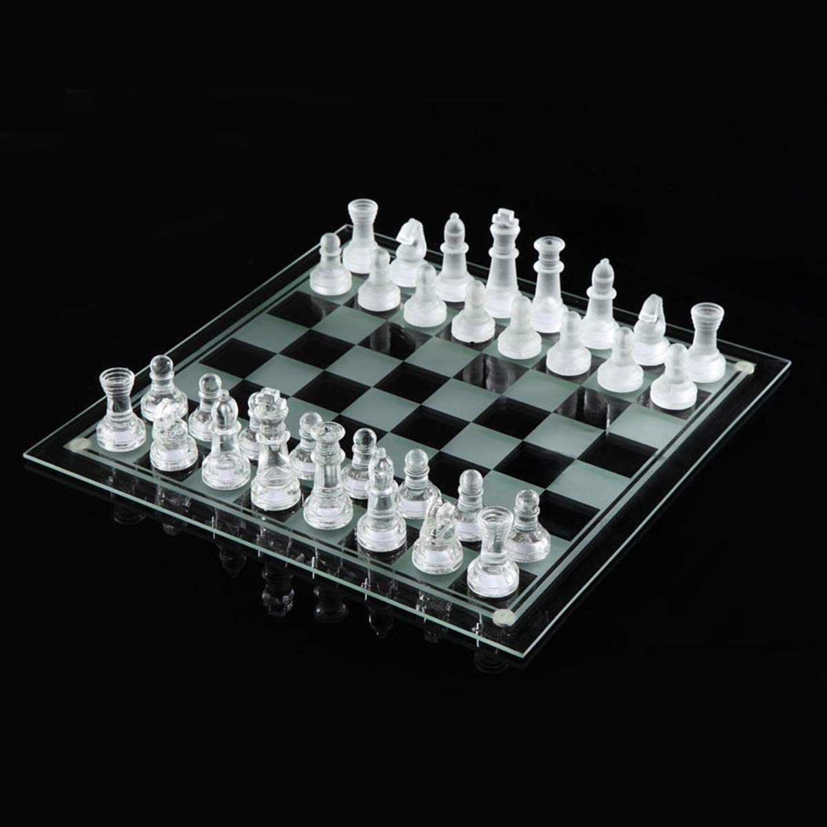 TuToy 20 * 20/25 * 25Cm High-End Elegant K9 Checker Glass Chess Game Set Home Decorations - M