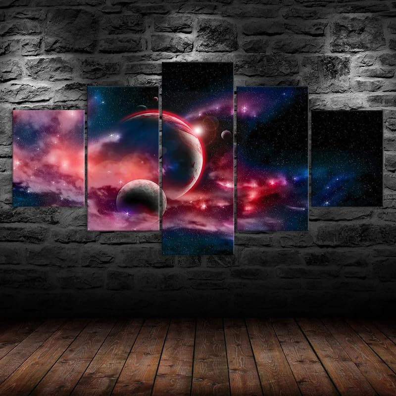 RAPSANI 5 piezas de lienzo de arte de pared,5 piezas lienzo Escena del cosmos del universo mágico espacial,Cuadros Decoracion Salon 5 Piezas Cuadro Moderno XXL,Cuadro sobre Lienzo 150x80cm