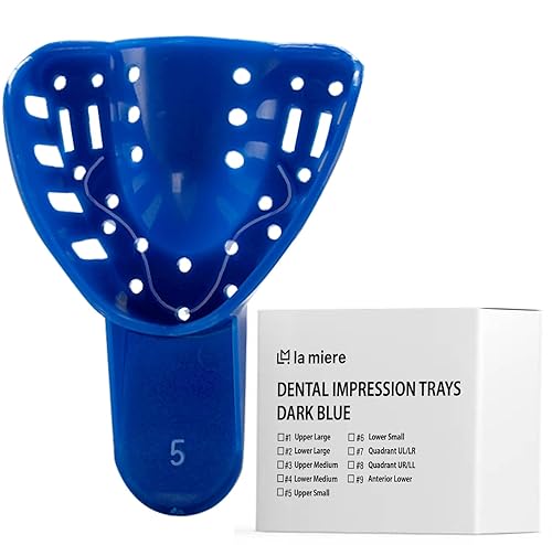 Miniatura 11 de LA MIERE Royal Blue Premium - Bandejas de plástico desechables para impresión dental, 12 unidades, pequeñas, medianas, grandes, superior izquierda