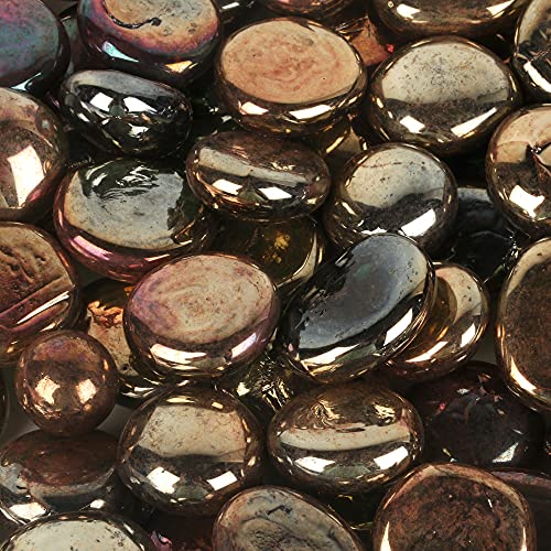 Image of Color Stone Decorative Shiny Glossy Flower Glass Pebbles for Vase Fillers Plant Pots Home Table Garden & Outdoor Decoration (Golden Brown 1Kg)