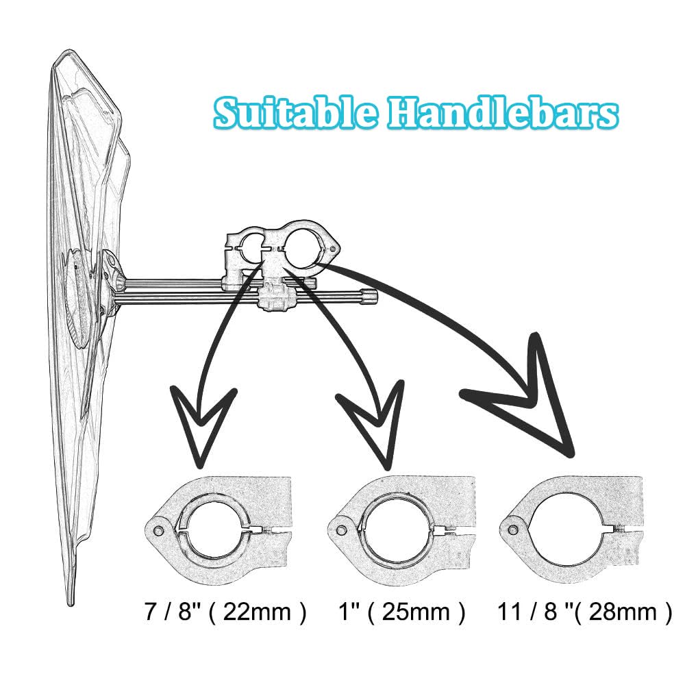 Parabrisas Moto para BMW R900RT R1200R R1200RT R1200RT R1200ST R Nine T, Ajustable Deflector de Parabrisas para Moto 22-28mm Montaje en Manillar Deflectores Viento Moto