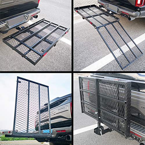 OKLEAD 500 Lbs Heavy Duty Hitch Mount Wheelchair Scooter Carrier with Ramp Folding