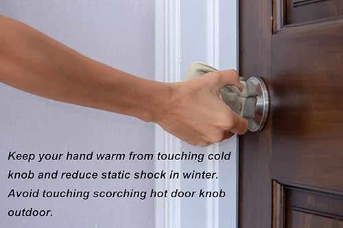 Miniatura 5 de wugui Tapas para pomo de puerta que se ajustan a la manija redonda regular hechas con tela y almohadilla de esponja lavables 4 piezas