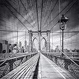 glasbild skyline berlin Künstler: Melanie Viola I Motiv: NEW YORK CITY Brooklyn Bridge | Monochrom Brücke Skyline Stadt Manhattan urban NY