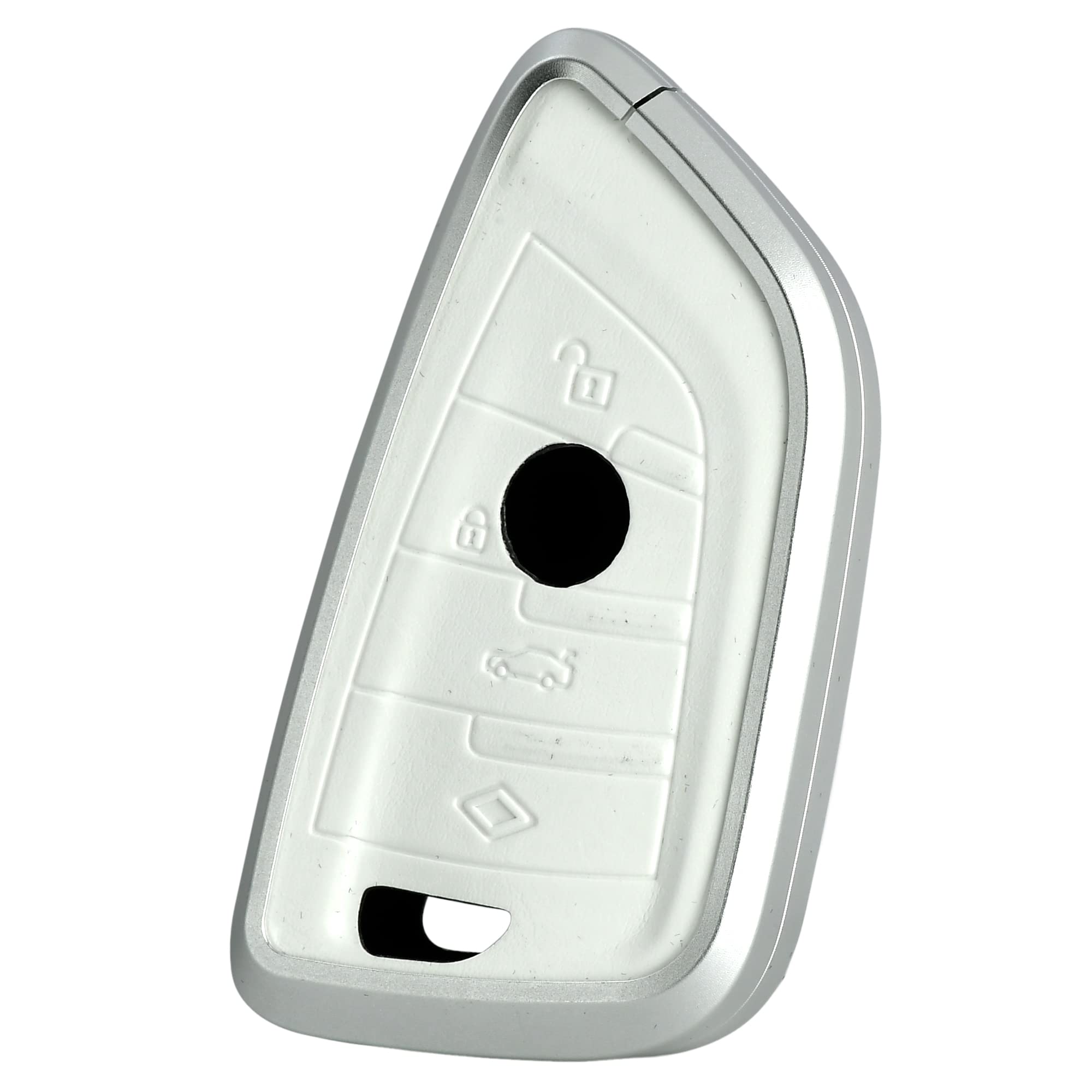 KMH Aluminium Alloy with Leather Car Key Cover Compatible for BMW Blade Smart Key